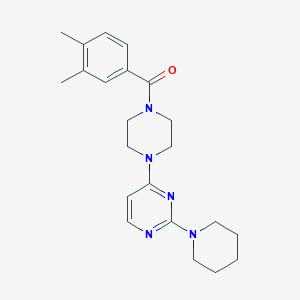 molecular formula C22H29N5O B5595776 4-[4-(3,4-dimethylbenzoyl)-1-piperazinyl]-2-(1-piperidinyl)pyrimidine 