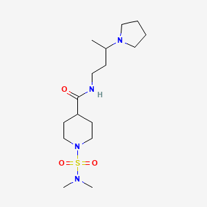 molecular formula C16H32N4O3S B5595818 1-[(dimethylamino)sulfonyl]-N-[3-(1-pyrrolidinyl)butyl]-4-piperidinecarboxamide 