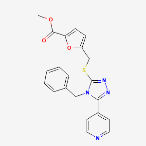 molecular formula C21H18N4O3S B5595829 methyl 5-({[4-benzyl-5-(4-pyridinyl)-4H-1,2,4-triazol-3-yl]thio}methyl)-2-furoate 