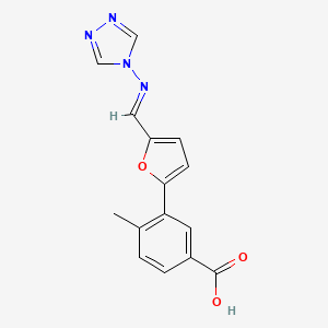 molecular formula C15H12N4O3 B5595851 4-methyl-3-{5-[(4H-1,2,4-triazol-4-ylimino)methyl]-2-furyl}benzoic acid 