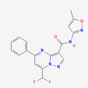 molecular formula C18H13F2N5O2 B5595880 7-(difluoromethyl)-N-(5-methyl-3-isoxazolyl)-5-phenylpyrazolo[1,5-a]pyrimidine-3-carboxamide 