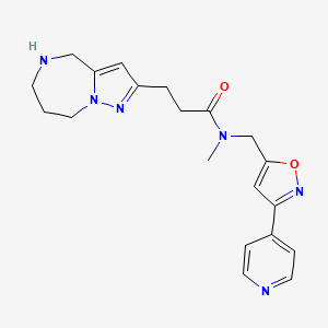 molecular formula C20H24N6O2 B5595924 N-methyl-N-{[3-(4-pyridinyl)-5-isoxazolyl]methyl}-3-(5,6,7,8-tetrahydro-4H-pyrazolo[1,5-a][1,4]diazepin-2-yl)propanamide 