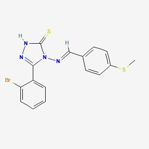 molecular formula C16H13BrN4S2 B5595961 5-(2-bromophenyl)-4-{[4-(methylthio)benzylidene]amino}-4H-1,2,4-triazole-3-thiol 