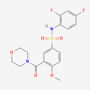 molecular formula C18H18F2N2O5S B5596009 N-(2,4-二氟苯基)-4-甲氧基-3-(4-吗啉基羰基)苯磺酰胺 