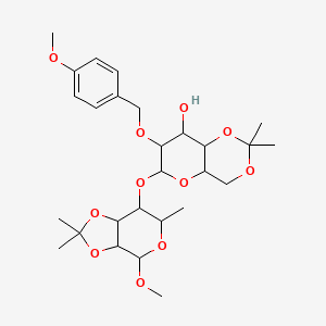 molecular formula C27H40O11 B5596021 6-脱氧-4-O-[2-O-(4-甲氧基苄基)-4,6-O-(1-甲基乙撑基)己吡喃糖基]-2,3-O-(1-甲基乙撑基)己吡喃糖甲基 