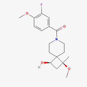 molecular formula C18H24FNO4 B5596093 (1R*,3S*)-7-(3-fluoro-4-methoxybenzoyl)-3-methoxy-3-methyl-7-azaspiro[3.5]nonan-1-ol 