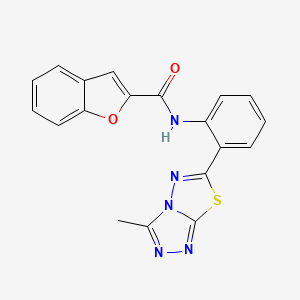 molecular formula C19H13N5O2S B5596123 N-[2-(3-methyl[1,2,4]triazolo[3,4-b][1,3,4]thiadiazol-6-yl)phenyl]-1-benzofuran-2-carboxamide 