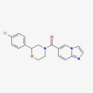 molecular formula C18H16ClN3O2 B5596140 6-{[2-(4-chlorophenyl)morpholin-4-yl]carbonyl}imidazo[1,2-a]pyridine 