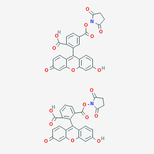 B559619 3-(2,5-Dioxopyrrolidin-1-yl)oxycarbonyl-2-(3-hydroxy-6-oxoxanthen-9-yl)benzoic acid;4-(2,5-dioxopyrrolidin-1-yl)oxycarbonyl-2-(3-hydroxy-6-oxoxanthen-9-yl)benzoic acid CAS No. 117548-22-8