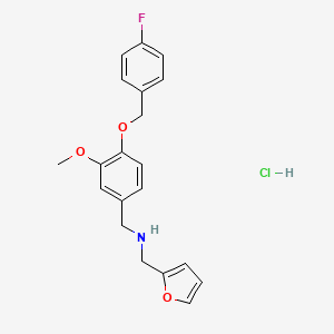 molecular formula C20H21ClFNO3 B5596195 {4-[(4-fluorobenzyl)oxy]-3-methoxybenzyl}(2-furylmethyl)amine hydrochloride 