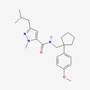 molecular formula C22H31N3O2 B5596209 3-isobutyl-N-{[1-(4-methoxyphenyl)cyclopentyl]methyl}-1-methyl-1H-pyrazole-5-carboxamide 