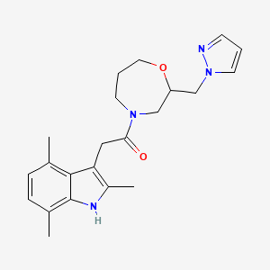 2,4,7-trimethyl-3-{2-oxo-2-[2-(1H-pyrazol-1-ylmethyl)-1,4-oxazepan-4-yl]ethyl}-1H-indole