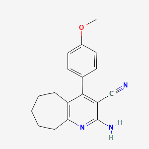 molecular formula C18H19N3O B5596259 2-amino-4-(4-methoxyphenyl)-6,7,8,9-tetrahydro-5H-cyclohepta[b]pyridine-3-carbonitrile 