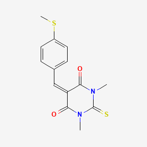 molecular formula C14H14N2O2S2 B5596272 1,3-dimethyl-5-[4-(methylthio)benzylidene]-2-thioxodihydro-4,6(1H,5H)-pyrimidinedione 