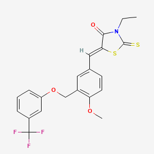 molecular formula C21H18F3NO3S2 B5596328 3-ethyl-5-(4-methoxy-3-{[3-(trifluoromethyl)phenoxy]methyl}benzylidene)-2-thioxo-1,3-thiazolidin-4-one 