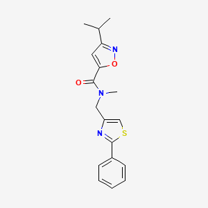 molecular formula C18H19N3O2S B5596329 3-isopropyl-N-methyl-N-[(2-phenyl-1,3-thiazol-4-yl)methyl]-5-isoxazolecarboxamide 