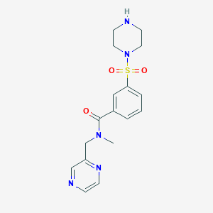 molecular formula C17H21N5O3S B5596371 N-methyl-3-(1-piperazinylsulfonyl)-N-(2-pyrazinylmethyl)benzamide hydrochloride 