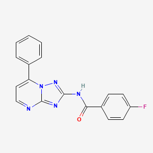 molecular formula C18H12FN5O B5596373 4-fluoro-N-(7-phenyl[1,2,4]triazolo[1,5-a]pyrimidin-2-yl)benzamide 