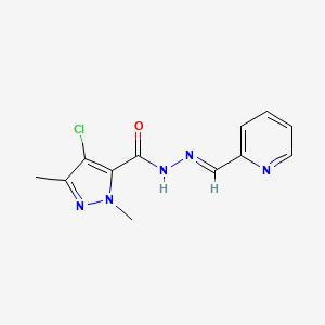 molecular formula C12H12ClN5O B5596381 4-chloro-1,3-dimethyl-N'-(2-pyridinylmethylene)-1H-pyrazole-5-carbohydrazide 