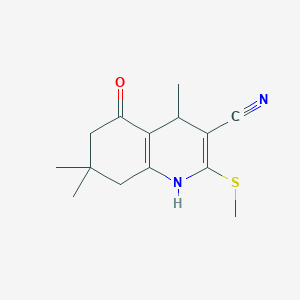 molecular formula C14H18N2OS B5596394 4,7,7-trimethyl-2-(methylthio)-5-oxo-1,4,5,6,7,8-hexahydro-3-quinolinecarbonitrile 