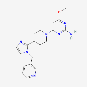 molecular formula C19H23N7O B5596413 4-甲氧基-6-{4-[1-(3-吡啶基甲基)-1H-咪唑-2-基]-1-哌啶基}-2-嘧啶胺 