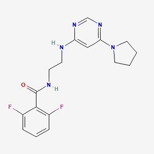 molecular formula C17H19F2N5O B5596415 2,6-difluoro-N-(2-{[6-(1-pyrrolidinyl)-4-pyrimidinyl]amino}ethyl)benzamide 
