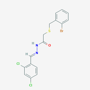 molecular formula C16H13BrCl2N2OS B5596429 2-[(2-溴苄基)硫代]-N'-(2,4-二氯苄亚基)乙酰肼 