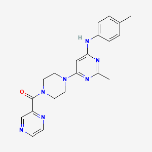molecular formula C21H23N7O B5596457 2-methyl-N-(4-methylphenyl)-6-[4-(2-pyrazinylcarbonyl)-1-piperazinyl]-4-pyrimidinamine 