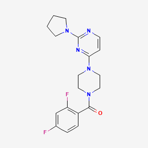 molecular formula C19H21F2N5O B5596461 4-[4-(2,4-difluorobenzoyl)-1-piperazinyl]-2-(1-pyrrolidinyl)pyrimidine 