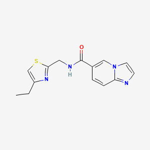 molecular formula C14H14N4OS B5596473 N-[(4-乙基-1,3-噻唑-2-基)甲基]咪唑并[1,2-a]吡啶-6-甲酰胺 