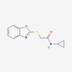 molecular formula C12H12N2O2S B5596495 2-(1,3-benzoxazol-2-ylthio)-N-cyclopropylacetamide 
