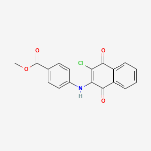 molecular formula C18H12ClNO4 B5596496 methyl 4-[(3-chloro-1,4-dioxo-1,4-dihydro-2-naphthalenyl)amino]benzoate 
