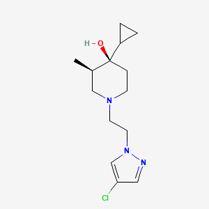molecular formula C14H22ClN3O B5596507 (3R*,4R*)-1-[2-(4-chloro-1H-pyrazol-1-yl)ethyl]-4-cyclopropyl-3-methylpiperidin-4-ol 