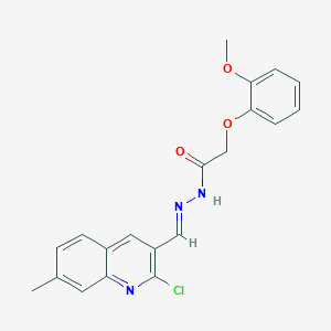 molecular formula C20H18ClN3O3 B5596527 N'-[(2-chloro-7-methyl-3-quinolinyl)methylene]-2-(2-methoxyphenoxy)acetohydrazide 