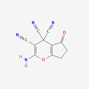 molecular formula C11H6N4O2 B5596612 2-amino-5-oxo-6,7-dihydrocyclopenta[b]pyran-3,4,4(5H)-tricarbonitrile 