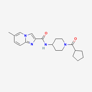 molecular formula C20H26N4O2 B5596703 N-[1-(cyclopentylcarbonyl)-4-piperidinyl]-6-methylimidazo[1,2-a]pyridine-2-carboxamide 