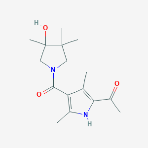 molecular formula C16H24N2O3 B5596723 1-{4-[(3-hydroxy-3,4,4-trimethylpyrrolidin-1-yl)carbonyl]-3,5-dimethyl-1H-pyrrol-2-yl}ethanone 