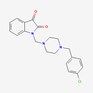 molecular formula C20H20ClN3O2 B5596760 1-{[4-(4-chlorobenzyl)-1-piperazinyl]methyl}-1H-indole-2,3-dione 