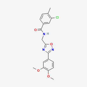 molecular formula C19H18ClN3O4 B5596762 3-chloro-N-{[3-(3,4-dimethoxyphenyl)-1,2,4-oxadiazol-5-yl]methyl}-4-methylbenzamide 