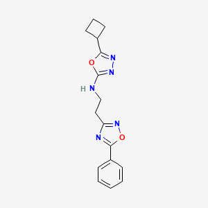 molecular formula C16H17N5O2 B5596776 5-cyclobutyl-N-[2-(5-phenyl-1,2,4-oxadiazol-3-yl)ethyl]-1,3,4-oxadiazol-2-amine 