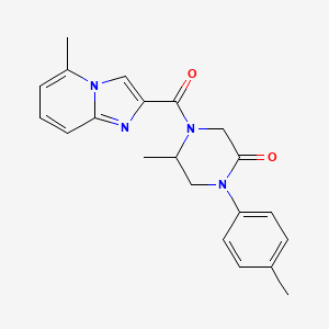 molecular formula C21H22N4O2 B5596783 5-methyl-4-[(5-methylimidazo[1,2-a]pyridin-2-yl)carbonyl]-1-(4-methylphenyl)-2-piperazinone 