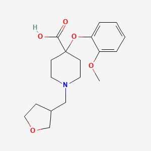 molecular formula C18H25NO5 B5596894 4-(2-methoxyphenoxy)-1-(tetrahydrofuran-3-ylmethyl)piperidine-4-carboxylic acid 