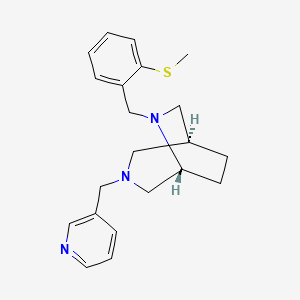 molecular formula C21H27N3S B5596904 (1S*,5R*)-6-[2-(methylthio)benzyl]-3-(3-pyridinylmethyl)-3,6-diazabicyclo[3.2.2]nonane 