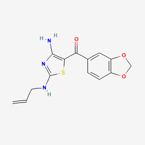 molecular formula C14H13N3O3S B5596909 [2-(allylamino)-4-amino-1,3-thiazol-5-yl](1,3-benzodioxol-5-yl)methanone 
