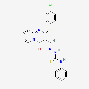 molecular formula C22H16ClN5OS2 B5596913 2-[(4-chlorophenyl)thio]-4-oxo-4H-pyrido[1,2-a]pyrimidine-3-carbaldehyde N-phenylthiosemicarbazone 