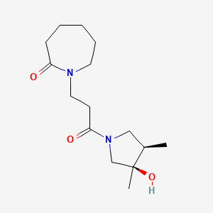 molecular formula C15H26N2O3 B5596996 1-{3-[(3R*,4R*)-3-hydroxy-3,4-dimethyl-1-pyrrolidinyl]-3-oxopropyl}-2-azepanone 