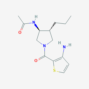 molecular formula C14H21N3O2S B5597001 N-{(3S*,4R*)-1-[(3-amino-2-thienyl)carbonyl]-4-propyl-3-pyrrolidinyl}acetamide 