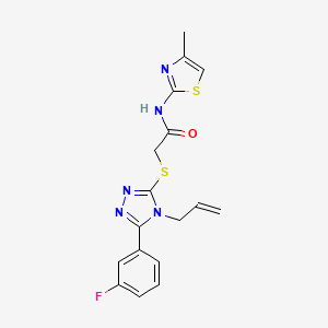 molecular formula C17H16FN5OS2 B5597056 2-{[4-allyl-5-(3-fluorophenyl)-4H-1,2,4-triazol-3-yl]thio}-N-(4-methyl-1,3-thiazol-2-yl)acetamide 