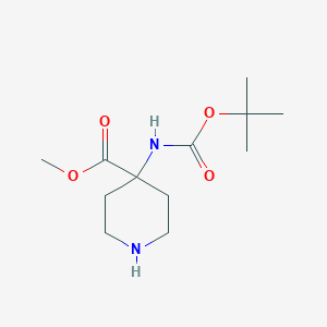 molecular formula C12H22N2O4 B055971 Methyl 4-((tert-butoxycarbonyl)amino)piperidine-4-carboxylate CAS No. 115655-44-2