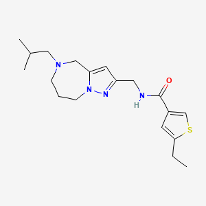 molecular formula C19H28N4OS B5597108 5-ethyl-N-[(5-isobutyl-5,6,7,8-tetrahydro-4H-pyrazolo[1,5-a][1,4]diazepin-2-yl)methyl]thiophene-3-carboxamide 